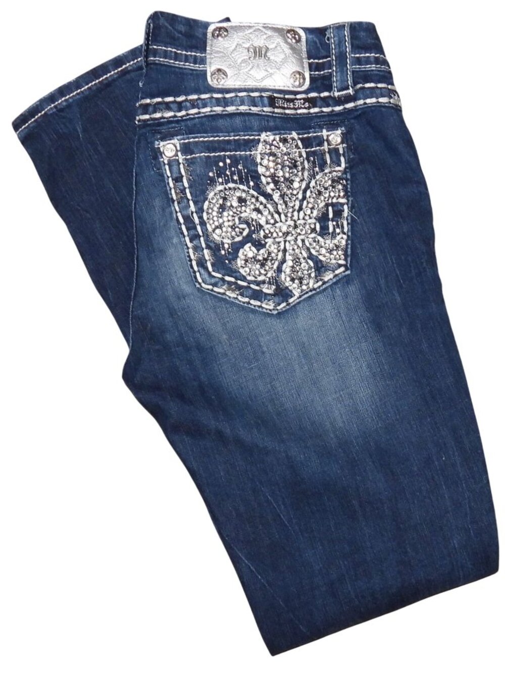 Miss Me Mid Rise Easy Straight Distressed Jeans JE8460ETR Women's Size 28x31
